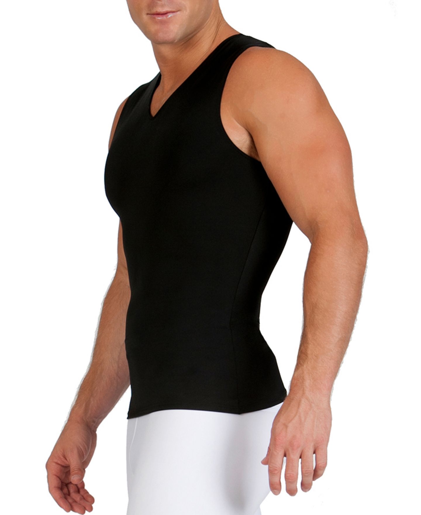 Мужская рубашка Instaslim Power Mesh Compression Sleeveless V-Neck, цвет: Чёрный — фото 2