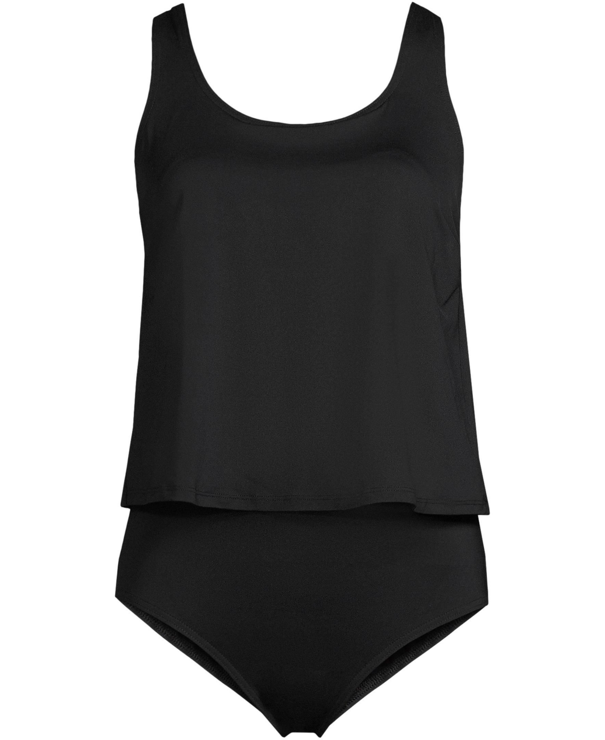 Lands' End Women's D-Cup Scoop Neck One Piece Fauxkini Swimsuit