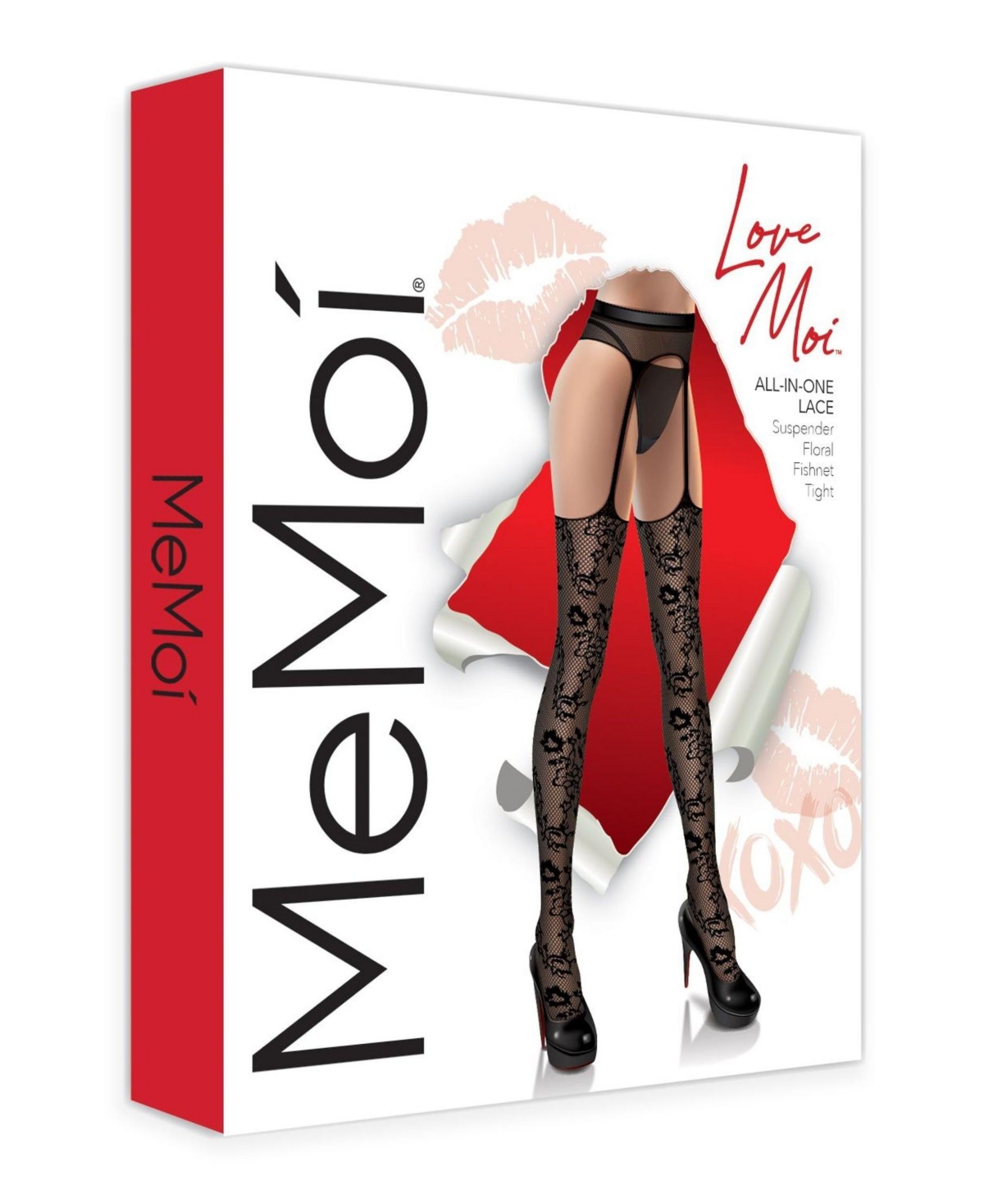 Memoi Women's All-in-one Lace Suspender Floral Fishnet Tights In Black