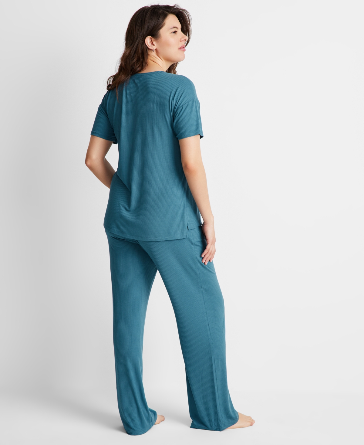 State of Day Women's 2-Pc. Ribbed Short-Sleeve Pajamas Set, Created for Macy's