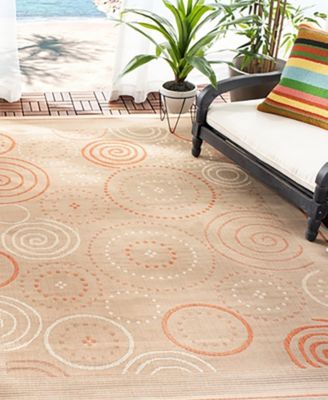 MANUFACTURER'S CLOSEOUT! "Courtyard" Indoor/Outdoor CY1906-3201 Natural/Maroon Area Rug, 5' 3" x 7' 7"