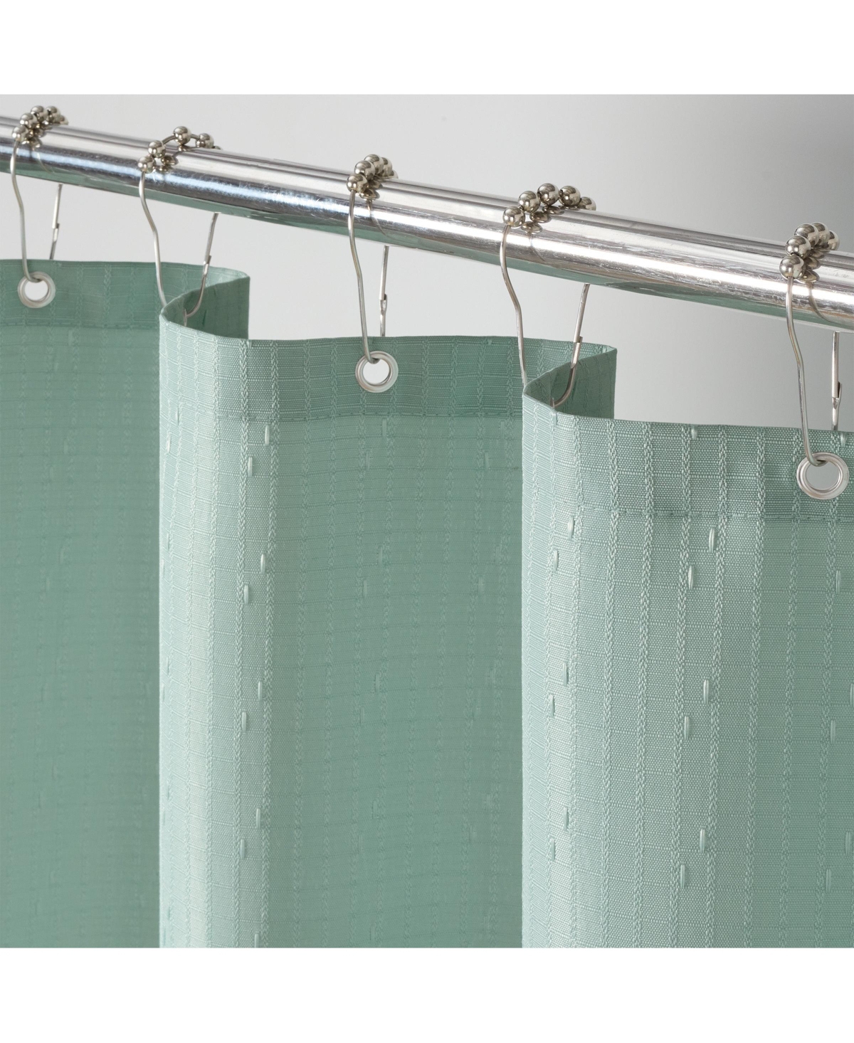 Arkwright Home Host & Home Raindrop Stripe Textured Shower Curtain Set with 12 Metal Rolling Rings, Weighted Hem, Rust-Proof Grommets, Fine 100% Polye