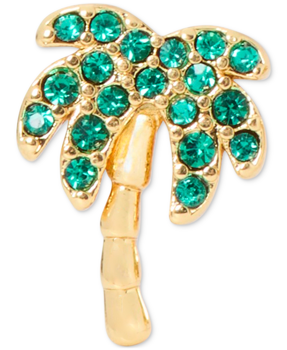 Gold-Tone Color Pave Palm Tree Stud Earrings - Green. Mul