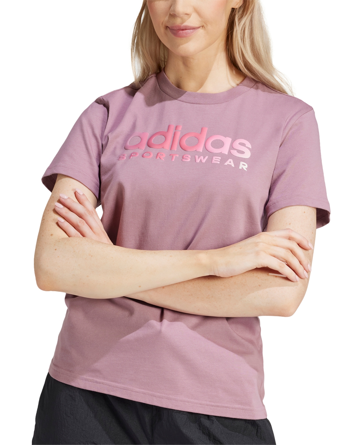 Adidas Originals Women's The Soft Side Linear Logo T-shirt In Wonder Orchid