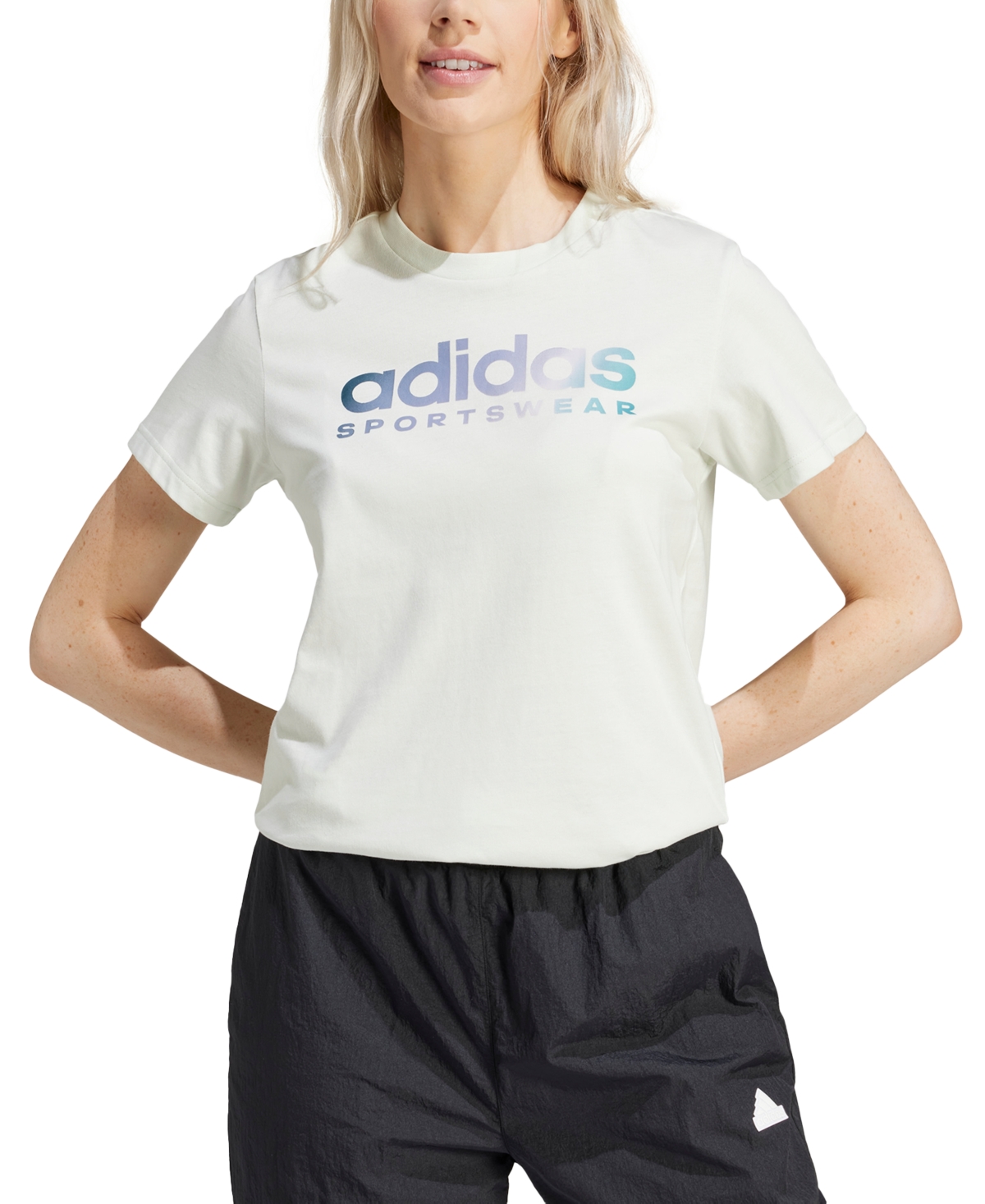 Adidas Originals Women's The Soft Side Linear Logo T-shirt In Crystal Jade