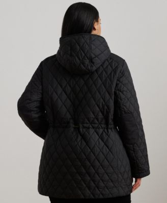 Plus Size Hooded Quilted Anorak Coat