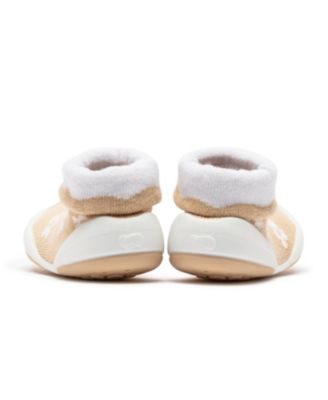 Infant Girl Breathable Washable Non-Slip Sock Shoes Daisies - Latte