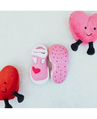 Infant Girl Breathable Washable Non-Slip Sock Shoes T-Strap Heart