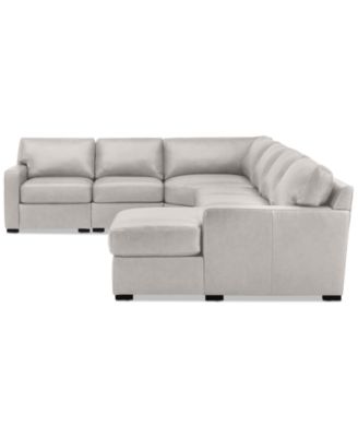 Radley 141" 6-Pc. Leather Wedge Modular Chaise Sectional, Created for Macy's