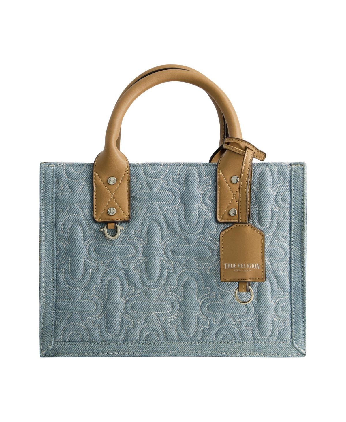 Ture Religion Quilted Horseshoe Modern Tote - Light blue