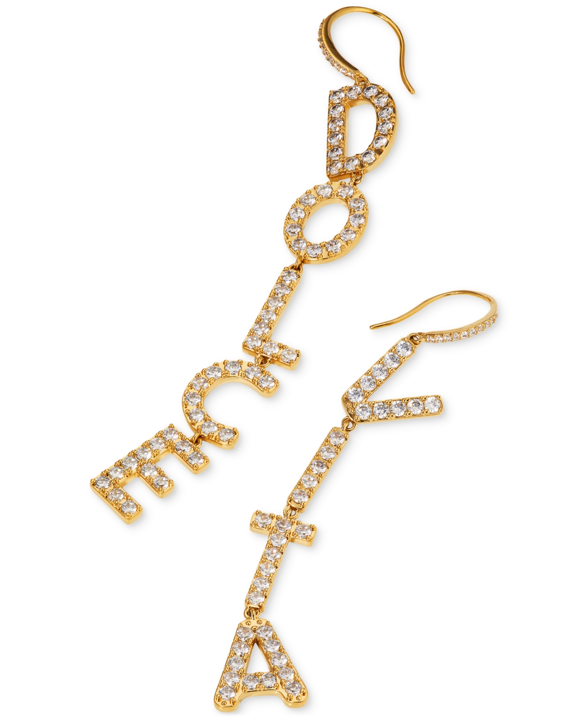 NADRI AJOA BY NADRI 18K GOLD-PLATED PAVE "DOLCE VITA" LINEAR DROP EARRINGS 