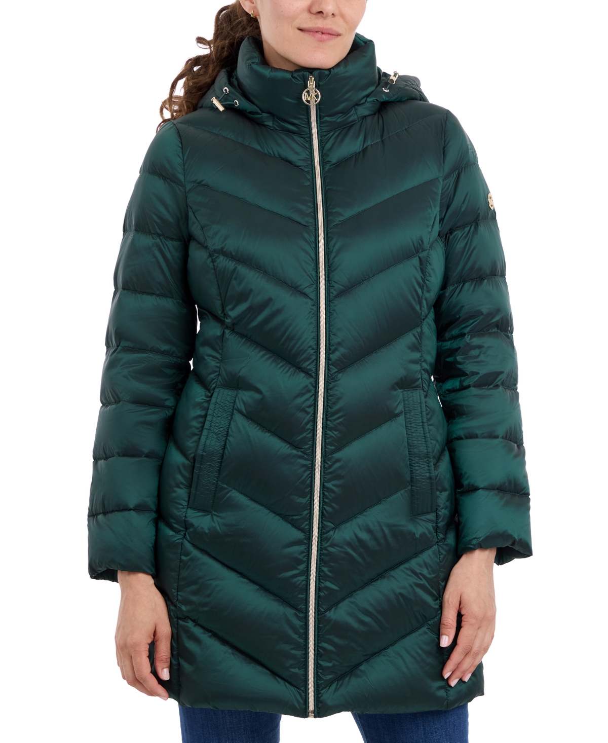 Michael Kors Michael Women s Hooded Packable Down Puffer Coat Created For Macy s In Dark Emerald ModeSens