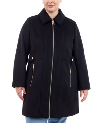 Michael Kors - Plus Size Club-Collar Zip-Front Coat