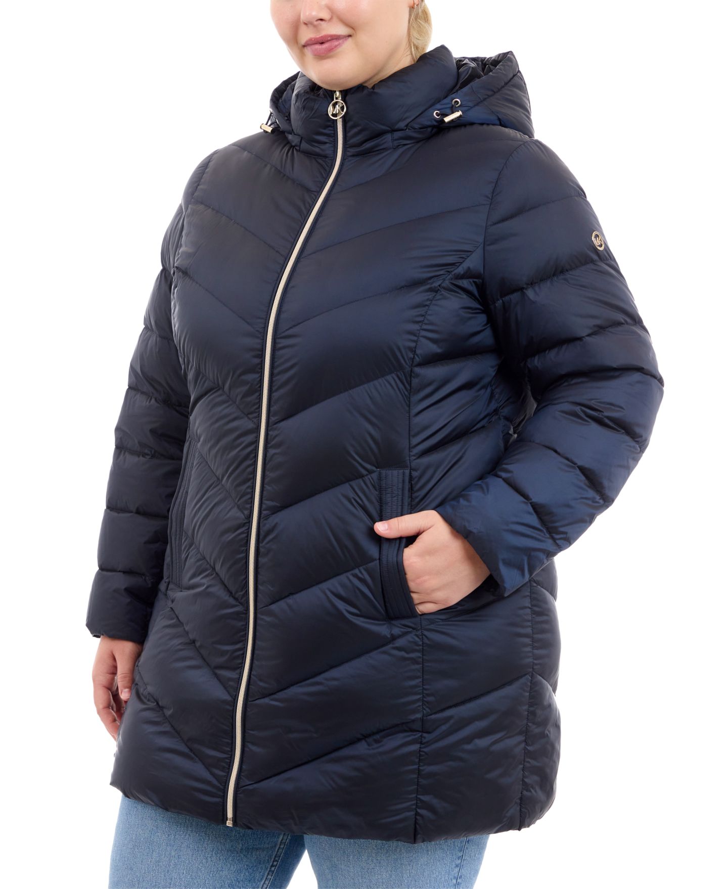 Женская куртка MICHAEL Michael Kors Plus Size Hooded Packable Down Puffer — фото 1