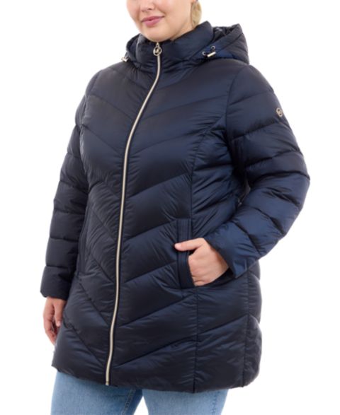Женские куртки MICHAEL Michael Kors Michael Kors Plus Size Hooded Packable Down Puffer Coat