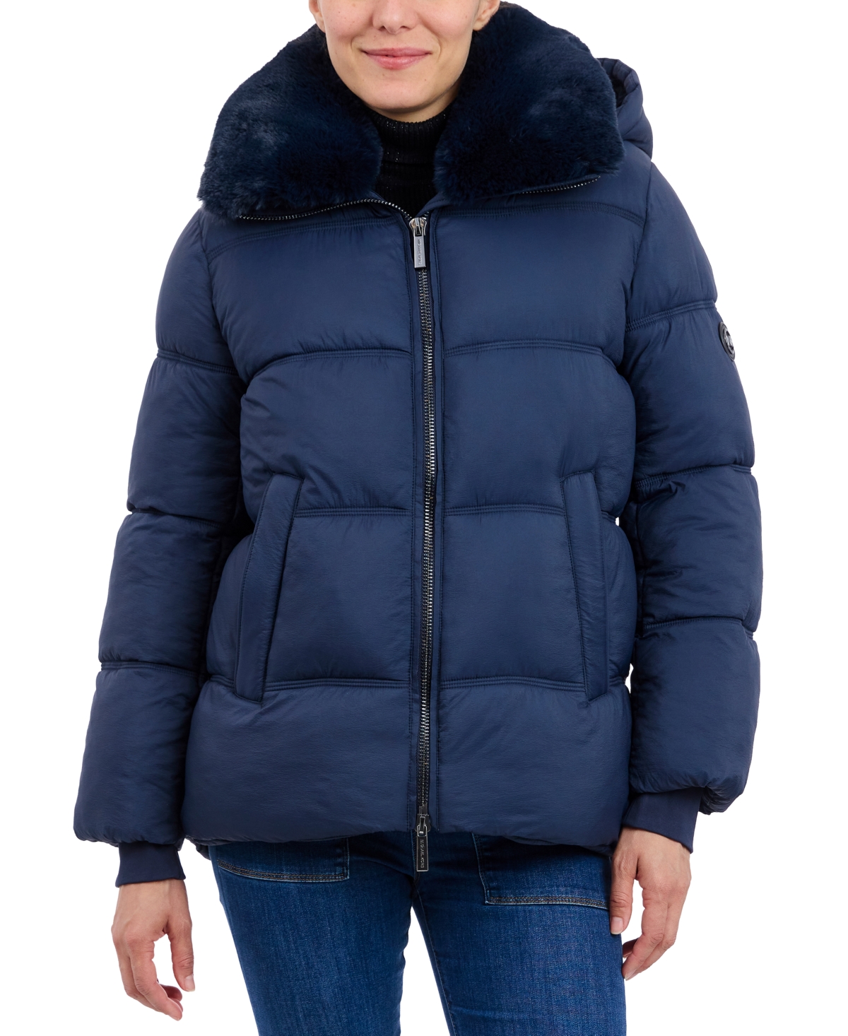 MICHAEL KORS MICHAEL MICHAEL KORS WOMEN'S FAUX-FUR-COLLAR HOODED PUFFER COAT, CREATED FOR MACY'S 