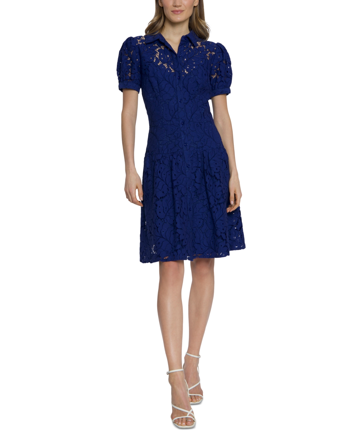 Women's Floral-Lace Puff-Sleeve Shirtdress - Bellwether