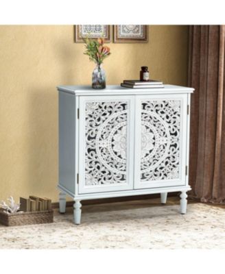 Ismenides Transitional 32" Tall 2-Door Accent Cabinet with Floral Design