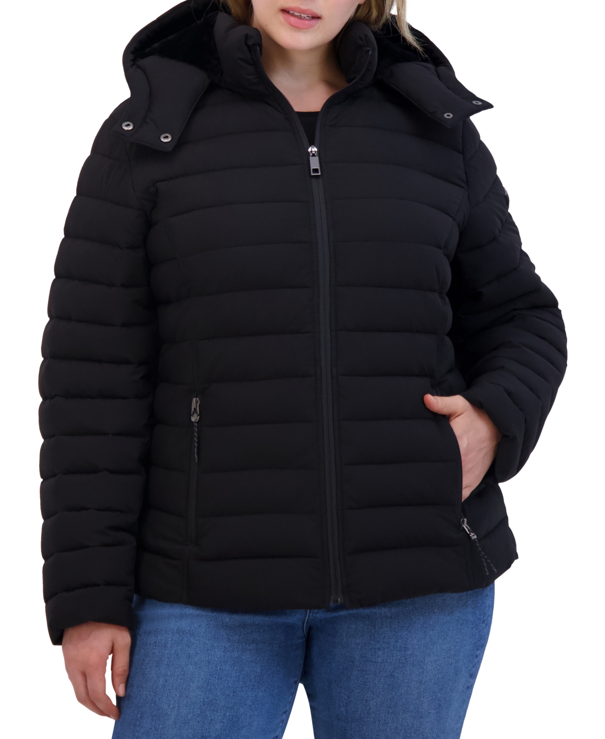 Nautica Plus Size Faux-Fur-Trim Hooded Packable Puffer Coat
