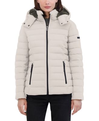 Nautica Women s Faux Fur Trim Hooded Packable Puffer Coat Natural Coats