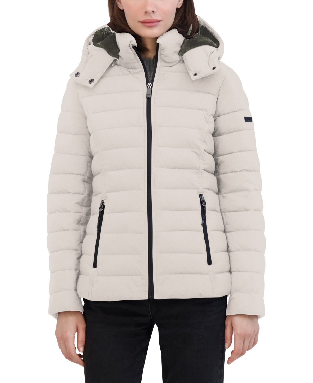 Nautica Women's Hooded Stretch Packable Puffer Coat Blue Size Large