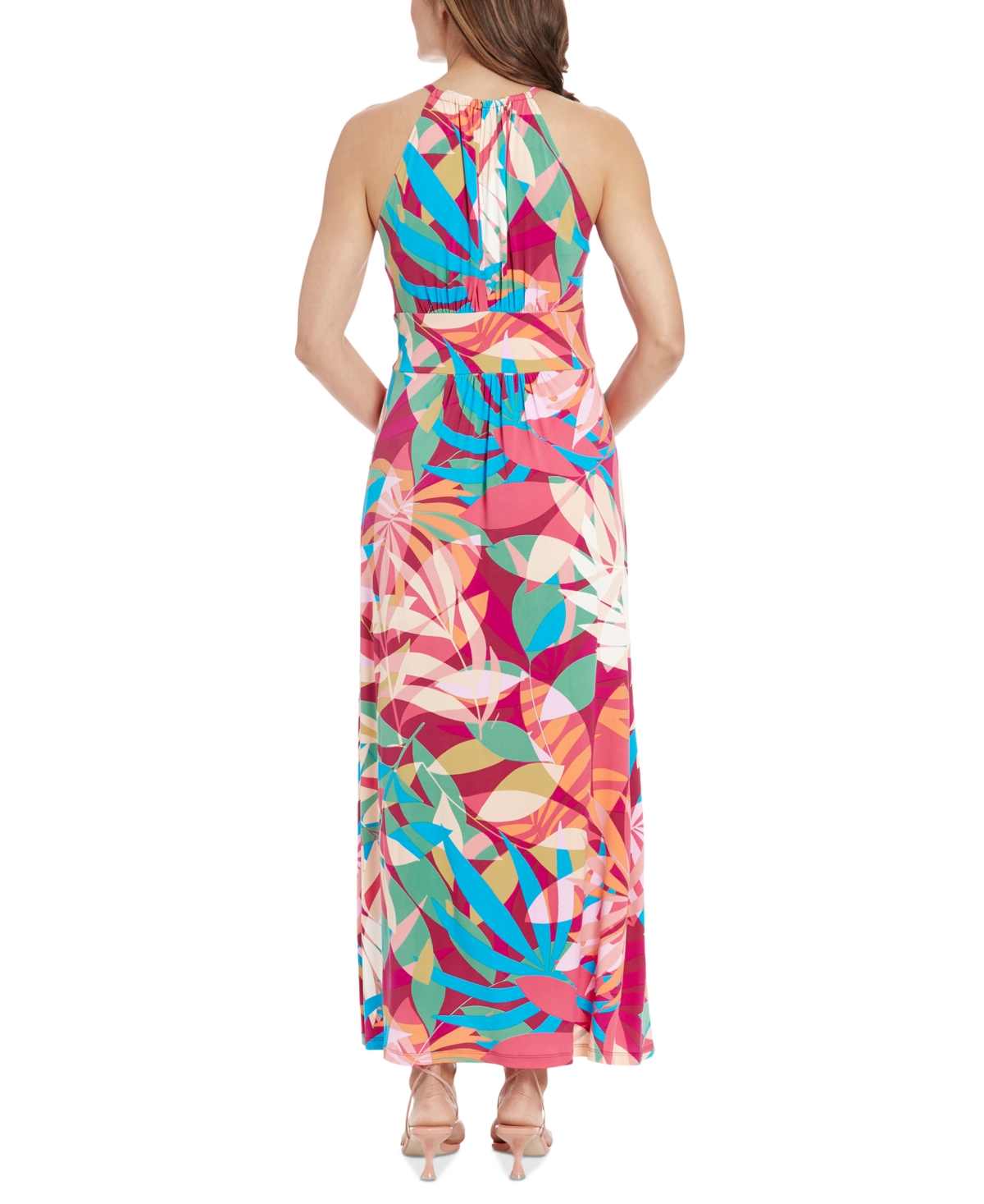 Shop London Times Women's Printed Maxi Dress In Wine,pink