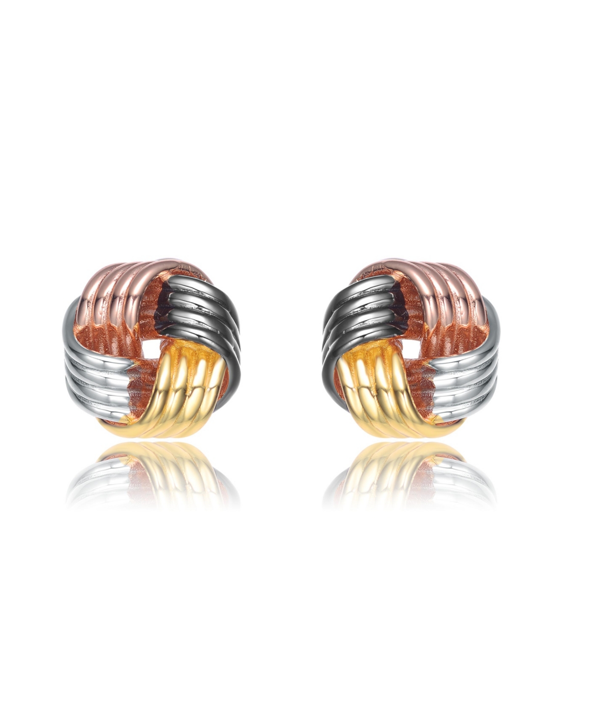 Genevive Sterling Silver with Cubic Zirconia Knot Bee Stud Earrings - Multi-color