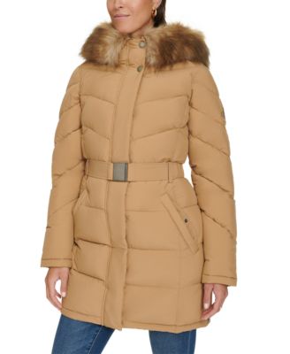 Women s Faux Fur Trim Hooded Puffer Coat Created for Macy s