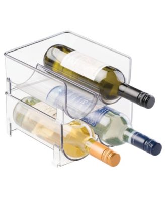 mDesign Stackable Plastic 2 Bottle Refrigerator Wine Rack Holder, 2 ...