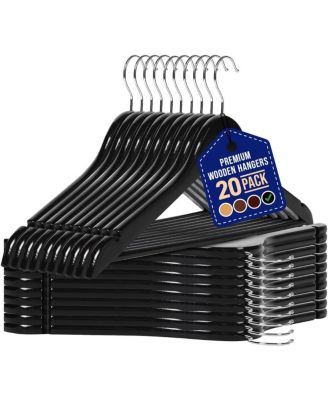 Heavy-Duty Wooden Clothes Hangers Set with Non-Slip Design and 360 Degree Swivel Hooks, Space-Saving Pack of 80
