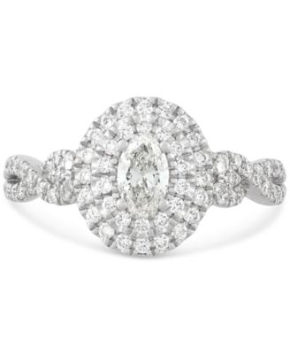 Diamond Oval Multi-Halo Twist Engagement Ring (1 ct. t.w.) in 14k White Gold