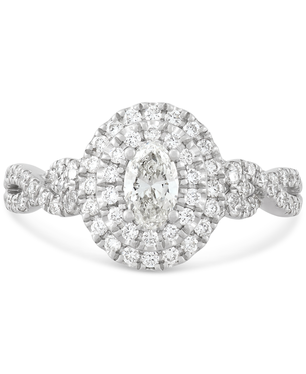 Macy's Diamond Oval Multi-halo Twist Engagement Ring (1 Ct. T.w.) In 14k White Gold In White Gold