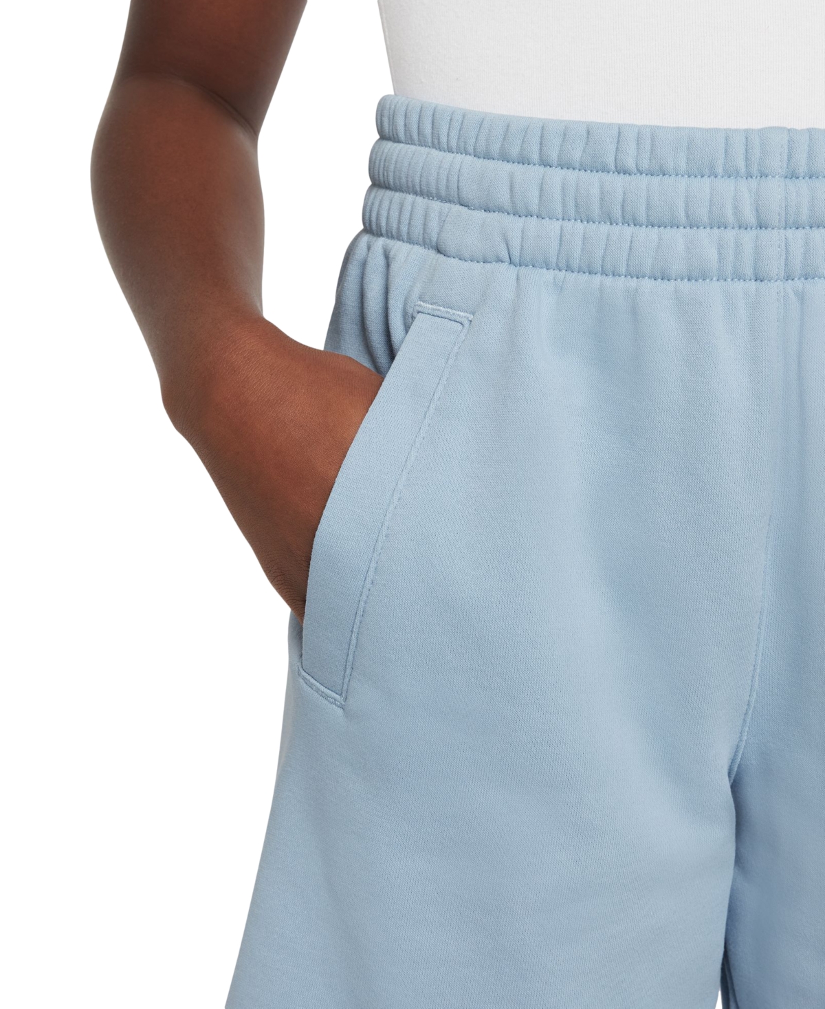 Nike Big Kids Sportswear Club Fleece Logo-Print French Terry Shorts -white/ashen Slate