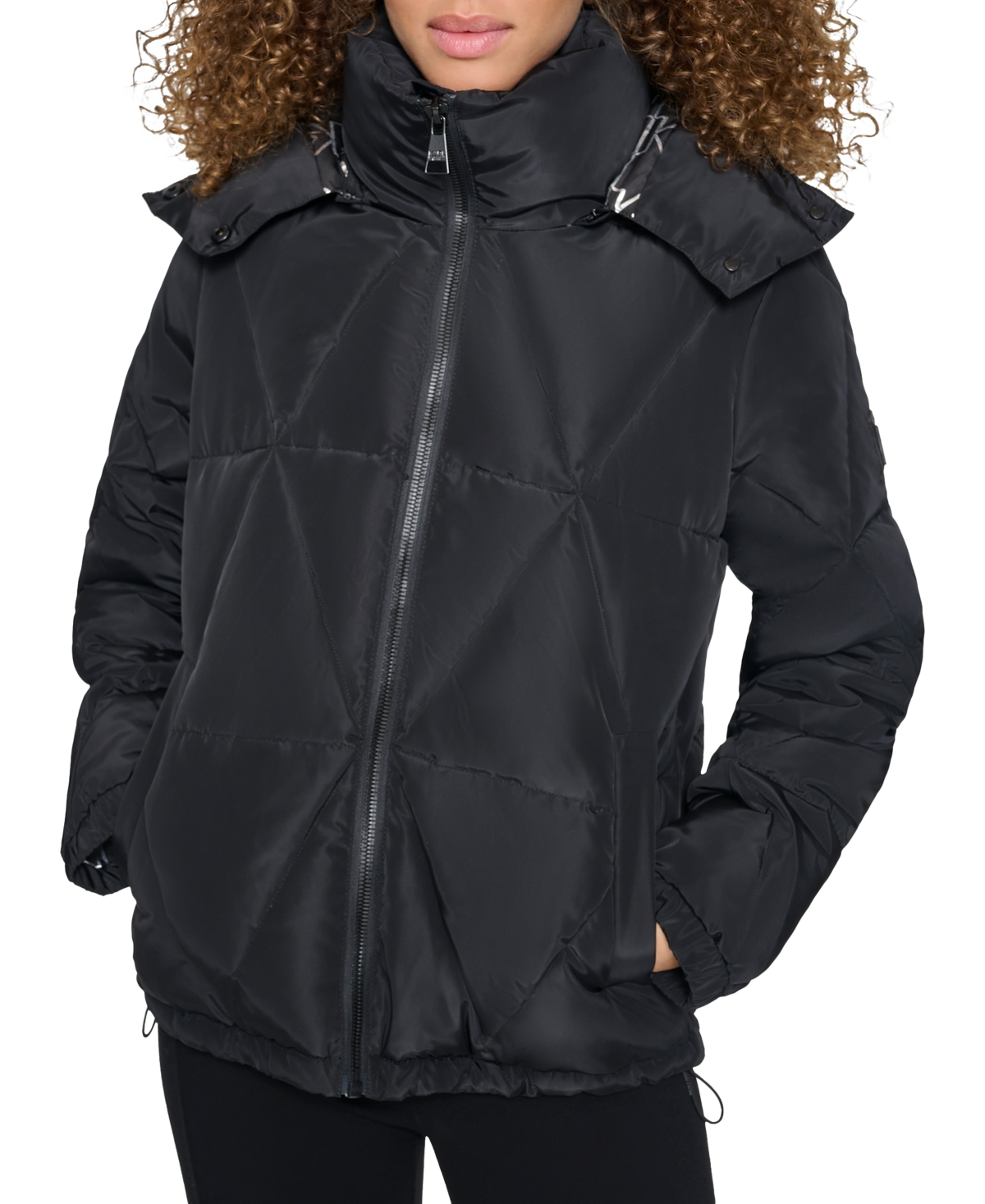 Shop Karl Lagerfeld Women's Hooded Puffer Coat In Black