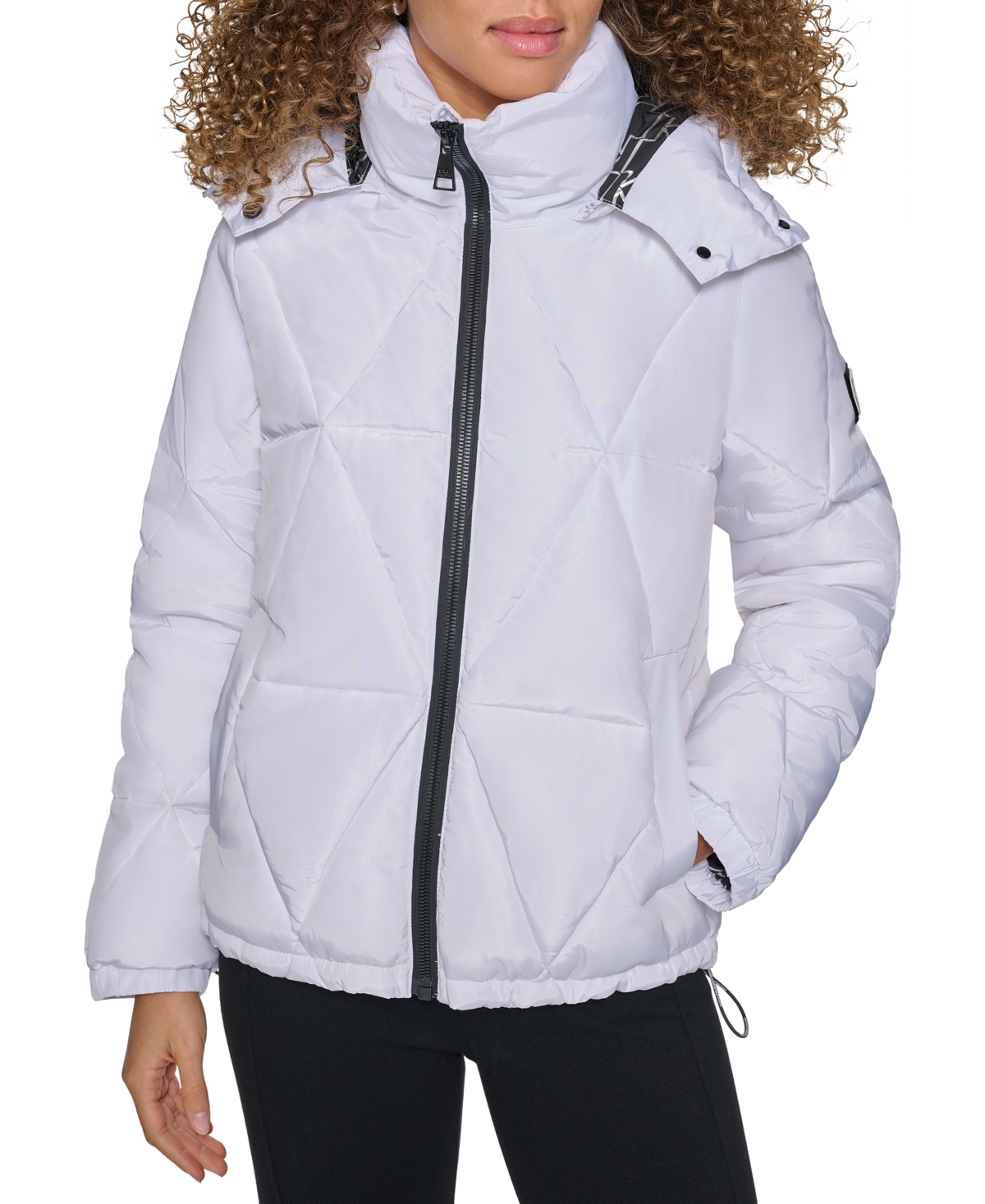 Karl Lagerfeld Women's Hooded Puffer Coat In White