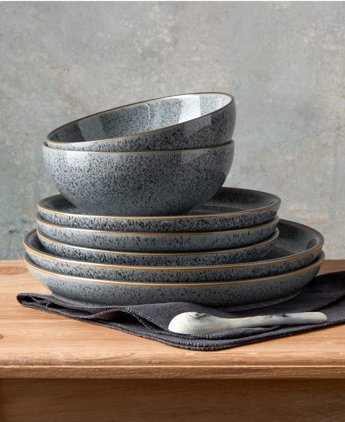 Denby Studio Chalk 12 Piece Dinnerware Set In Light Grey