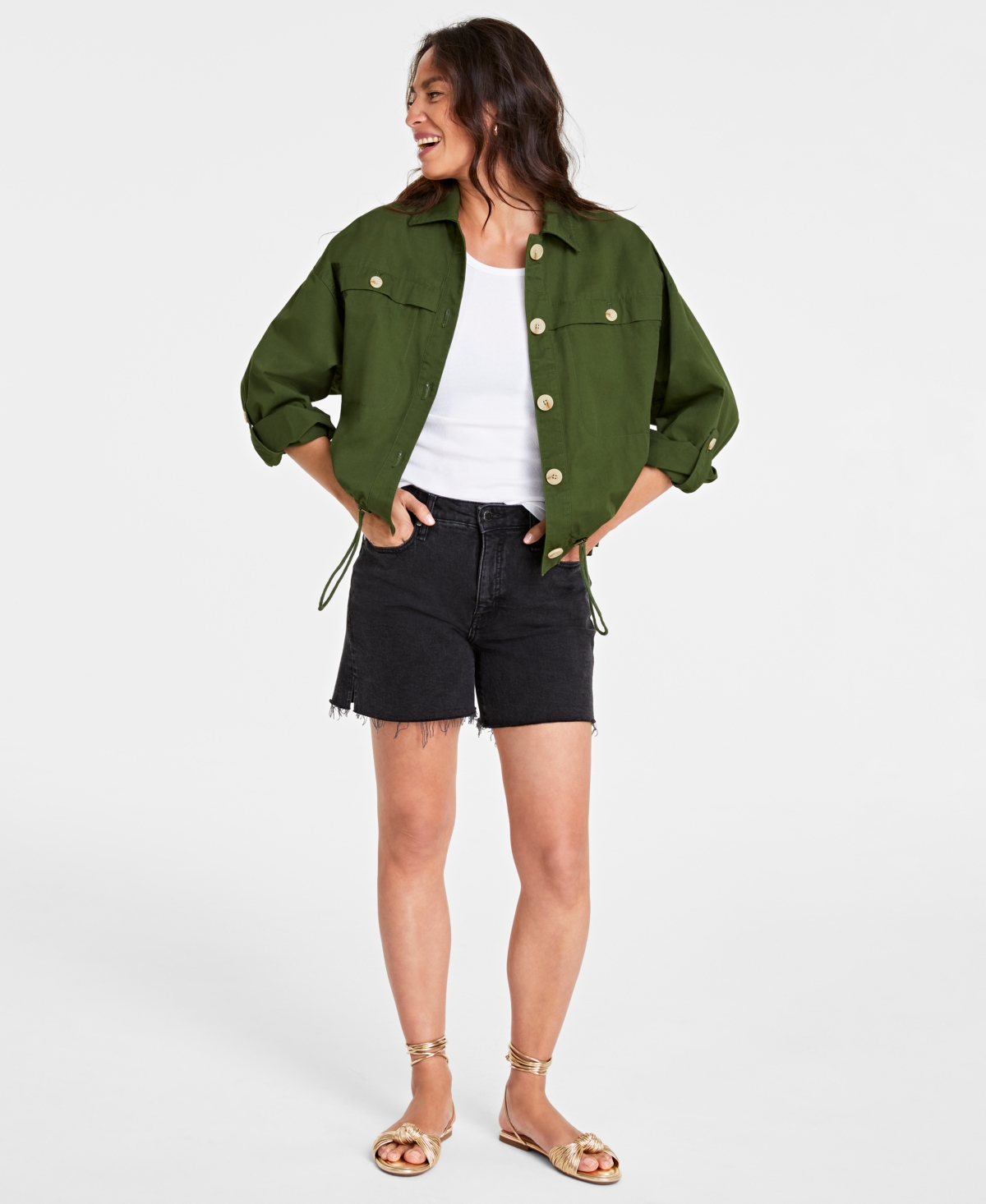 On 34th Women's Short Utility Jacket, Created For Macy's In Green