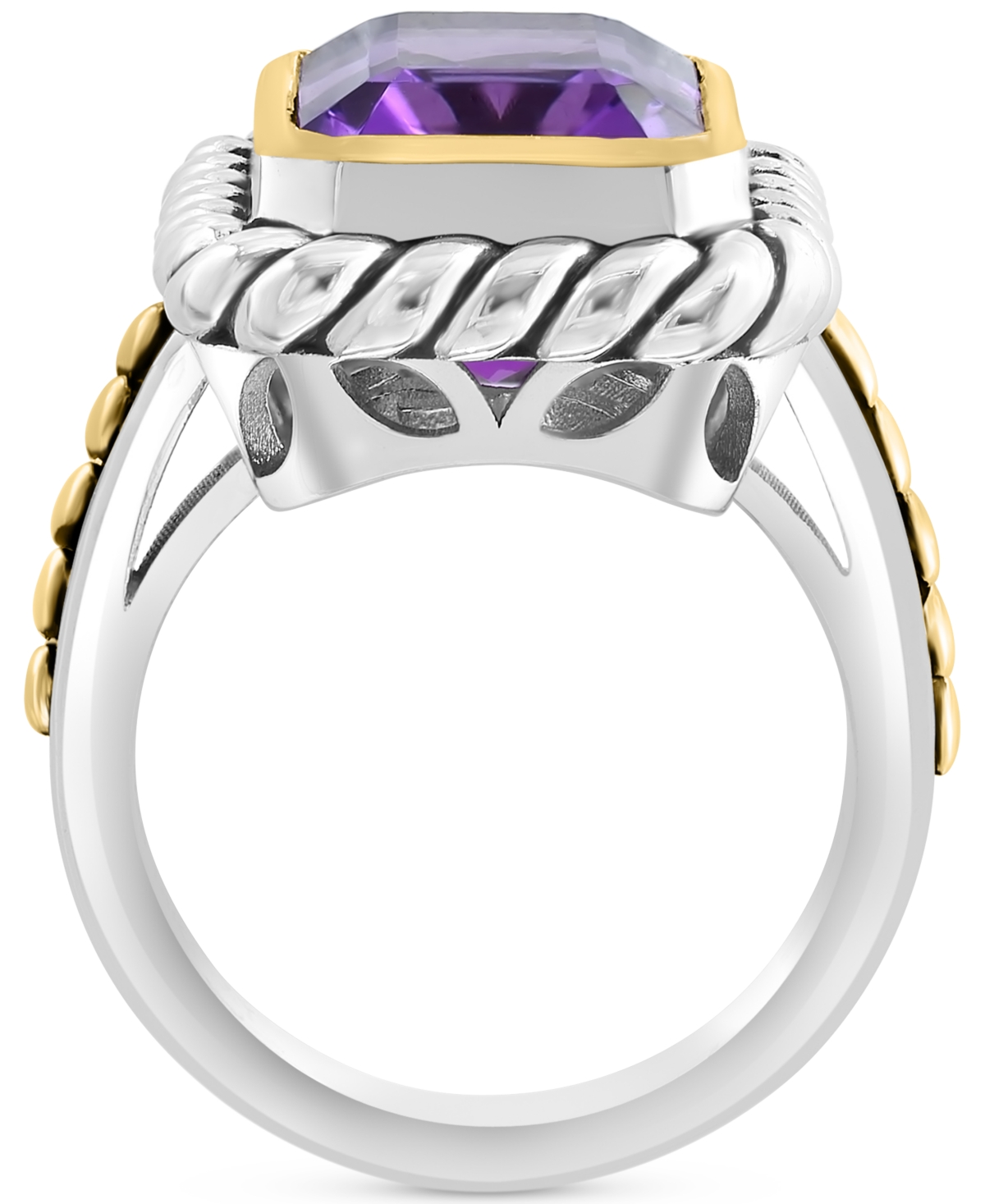 Effy Amethyst Rope Frame Statement Ring (6-5/8 ct. t.w.) in Sterling& Gold-Plate - Silver/gol