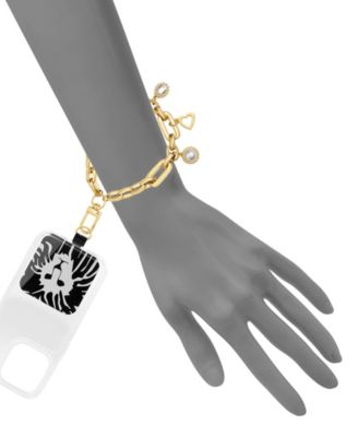Women's Gold-Tone Alloy Metal Charm Chain Link Wrist Strap designed for iPhone&reg;