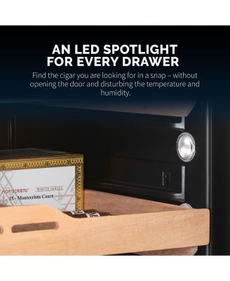 840 Count Electric Cigar Humidor, Built-in Humidification System with Opti-Temp Heating and Cooling Function, Precision Temperature, LED Lighting, and Peek-In Spanish Cedar Drawers