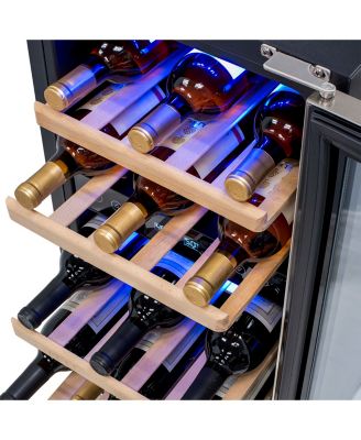 15" Built-in 29 Bottle Dual Zone Compressor Wine Fridge in Stainless Steel, Quiet Operation with Beech Wood Shelves