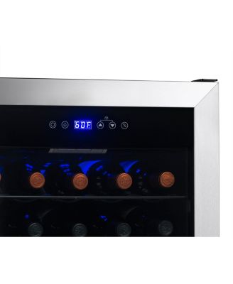 Freestanding 23 Bottle Compressor Wine Fridge in Stainless Steel, Adjustable Racks and Exterior Digital Thermostat
