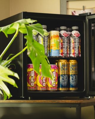 60 Can Beverage Fridge with Glass Door, Small Freestanding Mini Fridge in Black, Perfect for Beer, Snacks or Soda