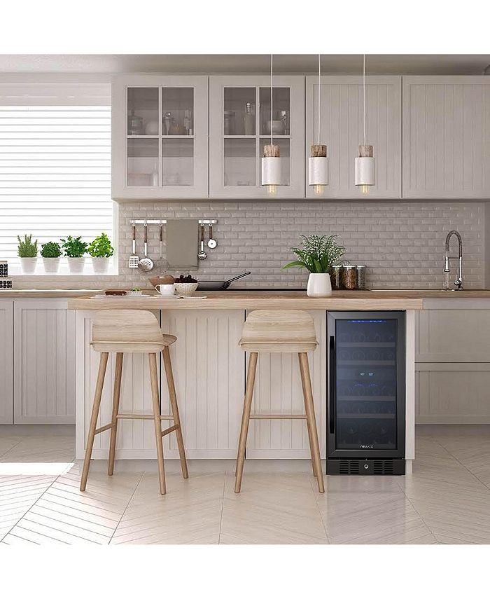 Newair Freestanding 28 Bottle Dual Zone Compressor Wine Fridge in Stainless Steel, Adjustable