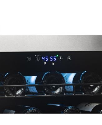 Freestanding 98 Bottle Dual Zone Compressor Wine Fridge with Low-Vibration Ultra-Quiet Inverter Compressor, Adjustable Racks and Exterior Digital Thermostat