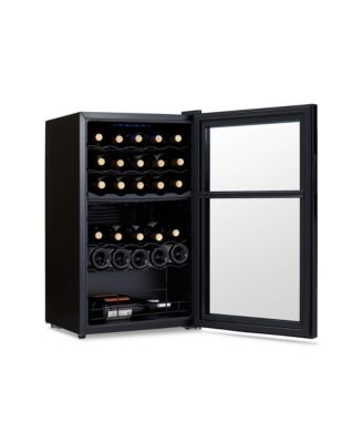 Shadow Series Wine Cooler Refrigerator 33 Bottle Dual Temperature Zones, Freestanding Mirrored Wine Fridge with Double-Layer Tempered Glass Door & Compressor Cooling for Reds, Whites, and Sparkling Wine, 41f-64f Digital Temperature Control