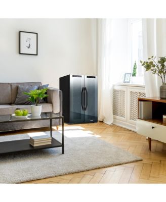 Shadow Series Wine Cooler Refrigerator 12 Bottle & 39 Can Dual Temperature Zones, Freestanding Mirrored Wine and Beverage Fridge with Double-Layer Tempered Glass Door & Compressor Cooling