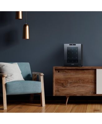 Shadow-T Series Wine Cooler Refrigerator, 12 Bottle Countertop Mirrored Compact Wine Cellar with Triple-Layer Tempered Glass Door, Vibration-Free & Ultra-Quiet Thermoelectric Cooling for Reds, Whites, and Sparkling Wine, Mini Wine Fridge