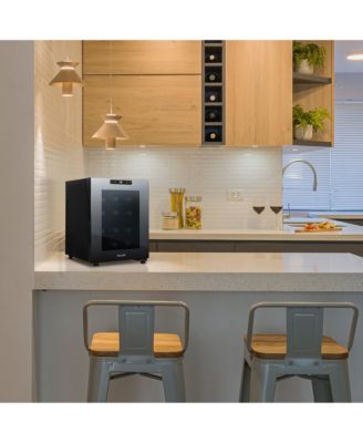 Shadow-T Series Wine Cooler Refrigerator, 12 Bottle Countertop Mirrored Compact Wine Cellar with Triple-Layer Tempered Glass Door, Vibration-Free & Ultra-Quiet Thermoelectric Cooling for Reds, Whites, and Sparkling Wine, Mini Wine Fridge