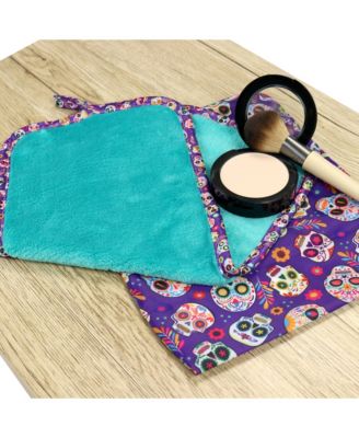 Decorative Microfiber Makeup Remover Cloths (Pack of 5, Design Options), Soft Coral Fleece Reusable Makeup Towels with a Travel Bag, Facial Wash Cloth for Bathroom, 7.5 x 15.5 in.